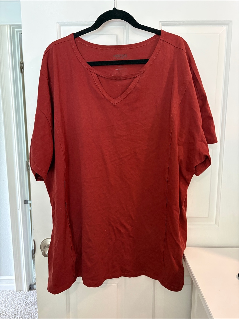 torrid Rust-Red Short Sleeve V-Notch Tee